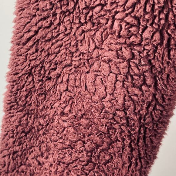 Sweaty Betty Pennine Fleece Jacket Full Zip Sherpa Teddy Maroon Red Womens 6 - Picture 5 of 13